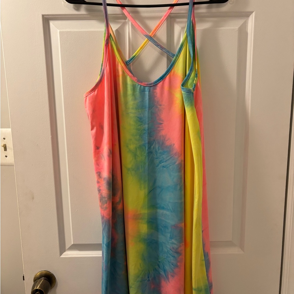 SHEIN Curve Multicolor Tie-Dye Dress